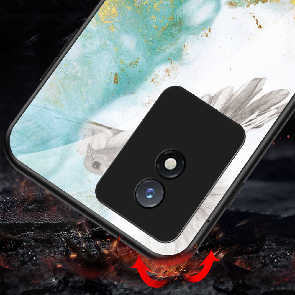 For vivo Y02 4G Marble Pattern Printing Tempered Glass Phone Back Cover PC TPU Anti-fall Smartphone Case For vivo Y02 4G Marble Pattern Printing Tempered Glass Phone Back Cover PC TPU Anti-fall Smartphone Case
